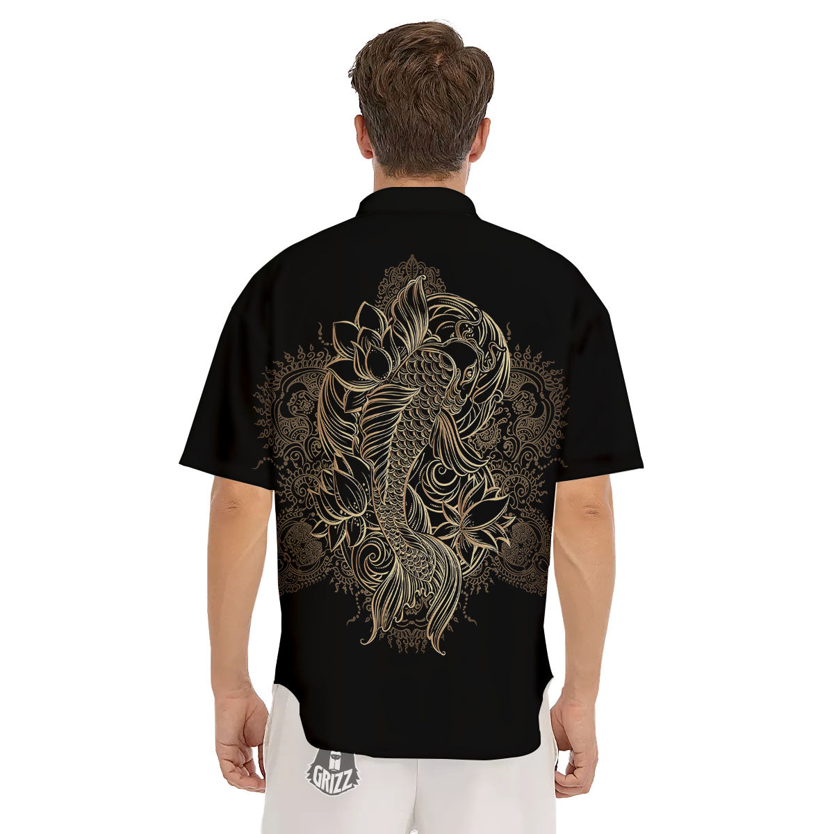 Carp Koi Fish Gold Print Men's Short Sleeve Shirts-grizzshop