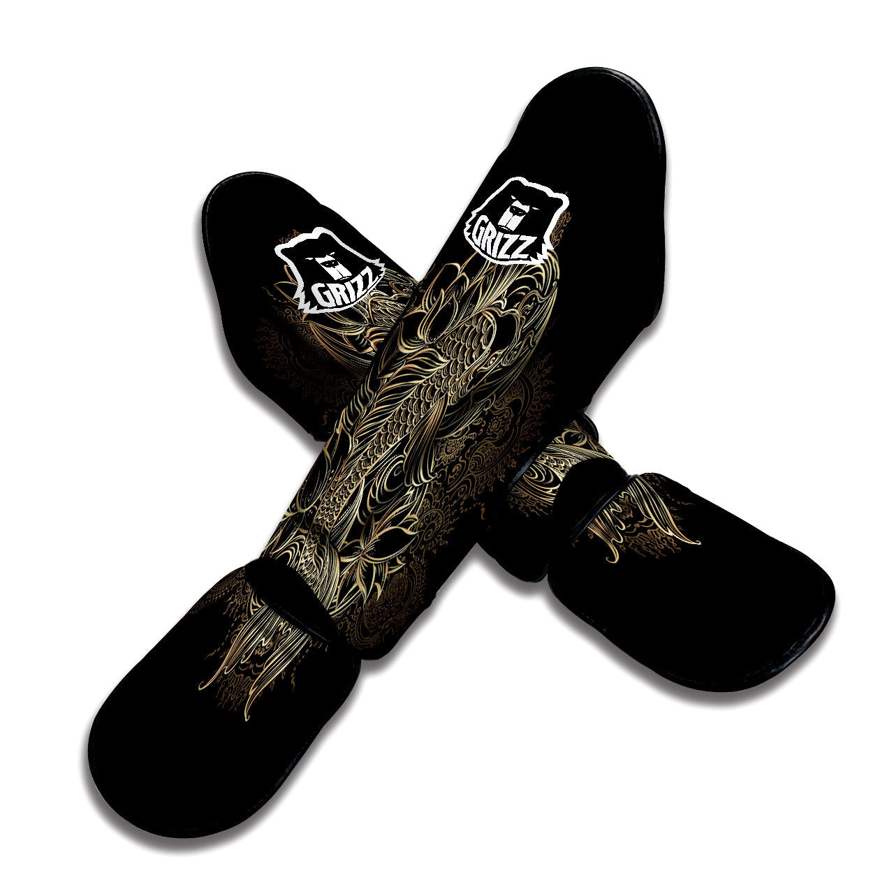 Carp Koi Fish Gold Print Muay Thai Shin Guards-grizzshop