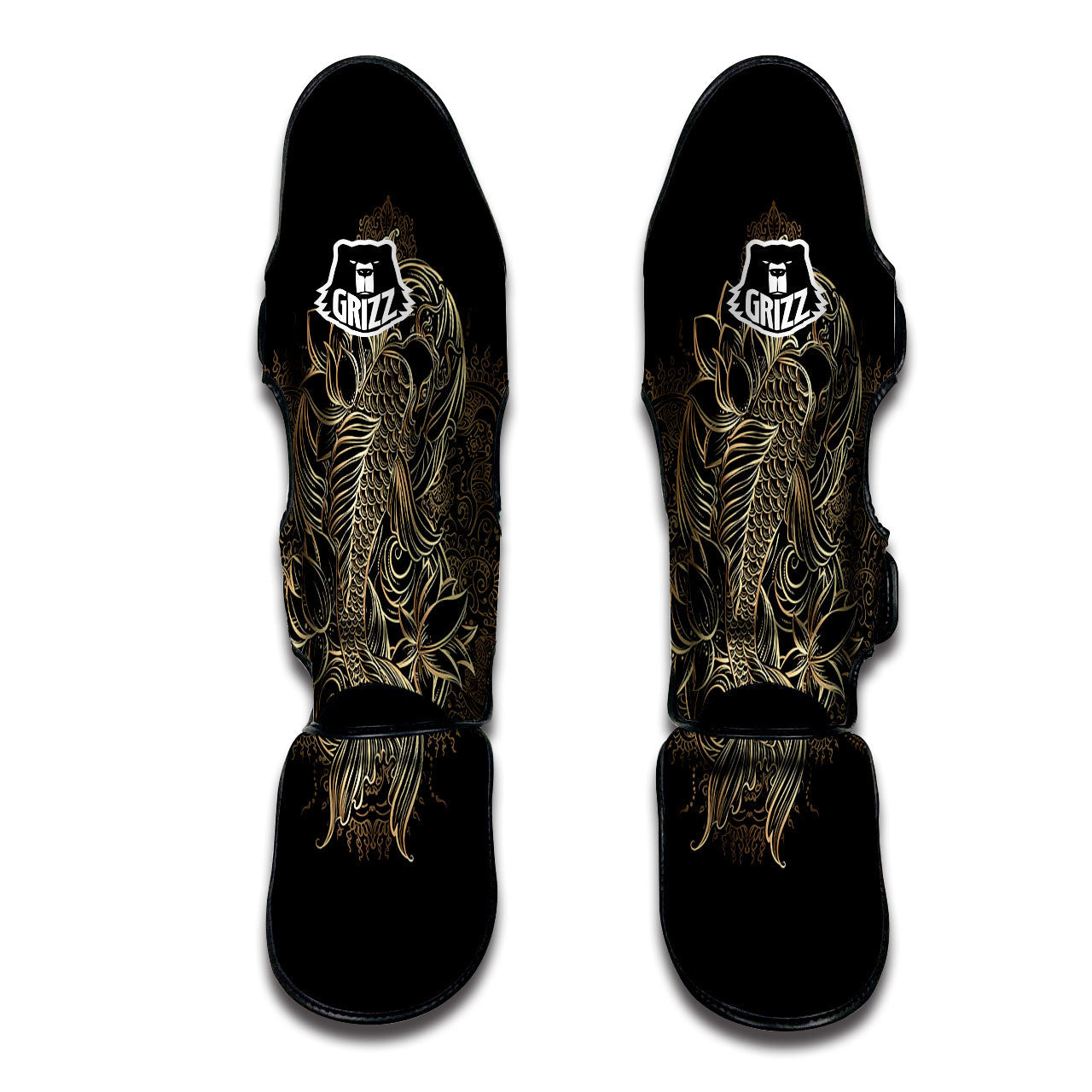 Carp Koi Fish Gold Print Muay Thai Shin Guards-grizzshop