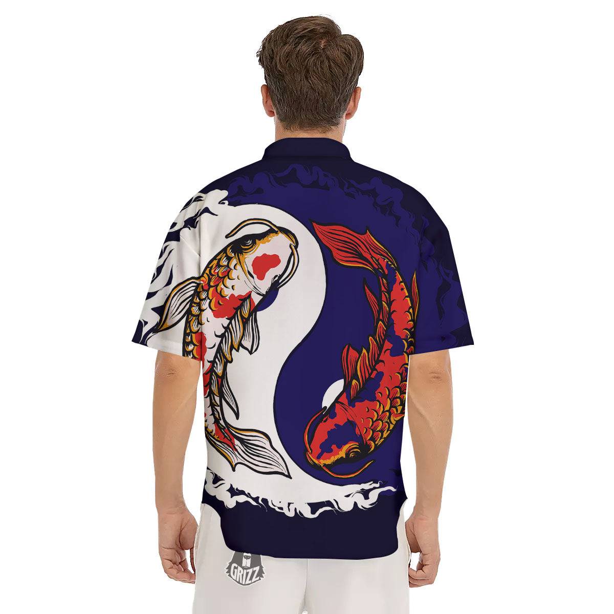 Carp Koi Fish Yin And Yang Print Men's Short Sleeve Shirts-grizzshop