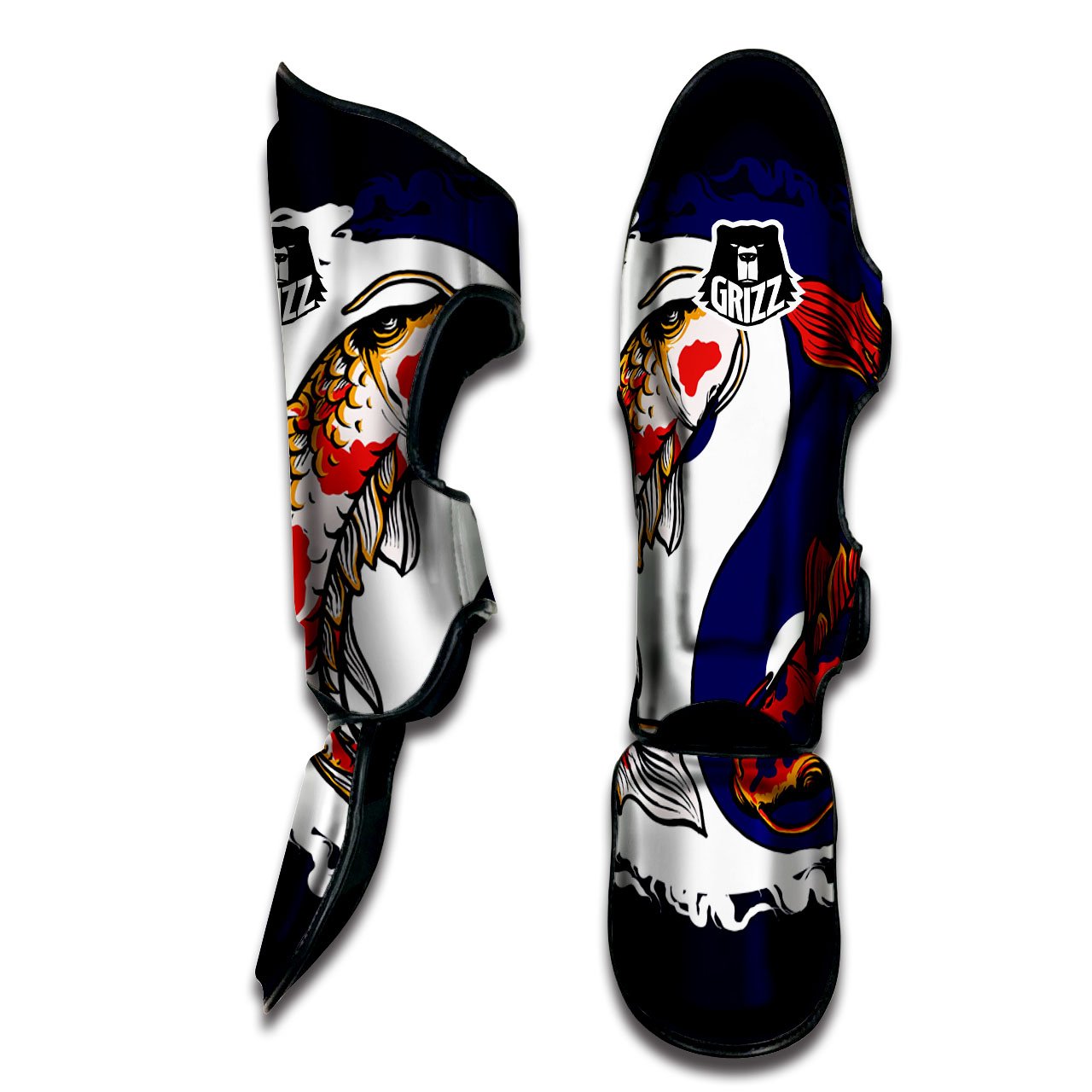 Carp Koi Fish Yin And Yang Print Muay Thai Shin Guards-grizzshop