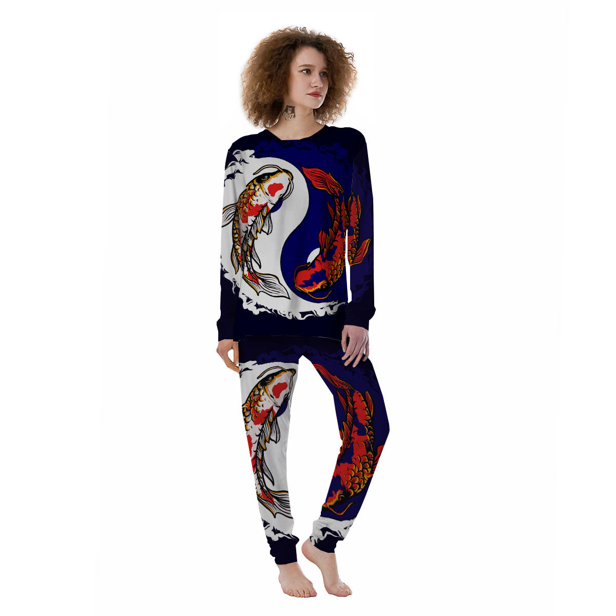 Carp Koi Fish Yin And Yang Print Women's Pajamas-grizzshop