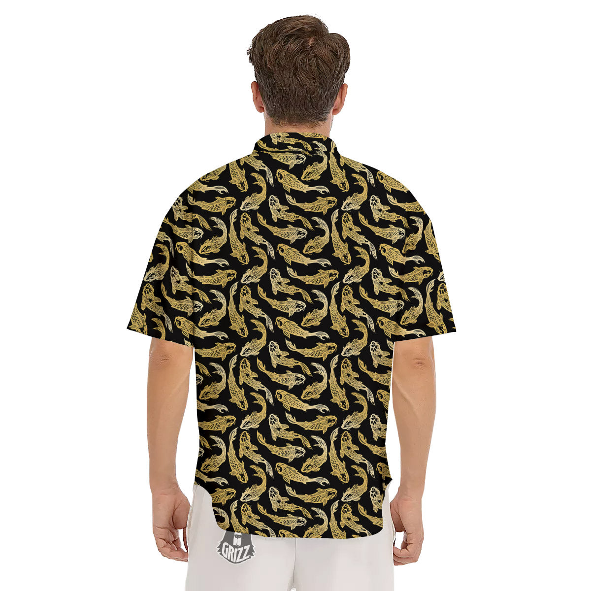 Carp Koi Golden Chinese Print Pattern Men's Short Sleeve Shirts-grizzshop