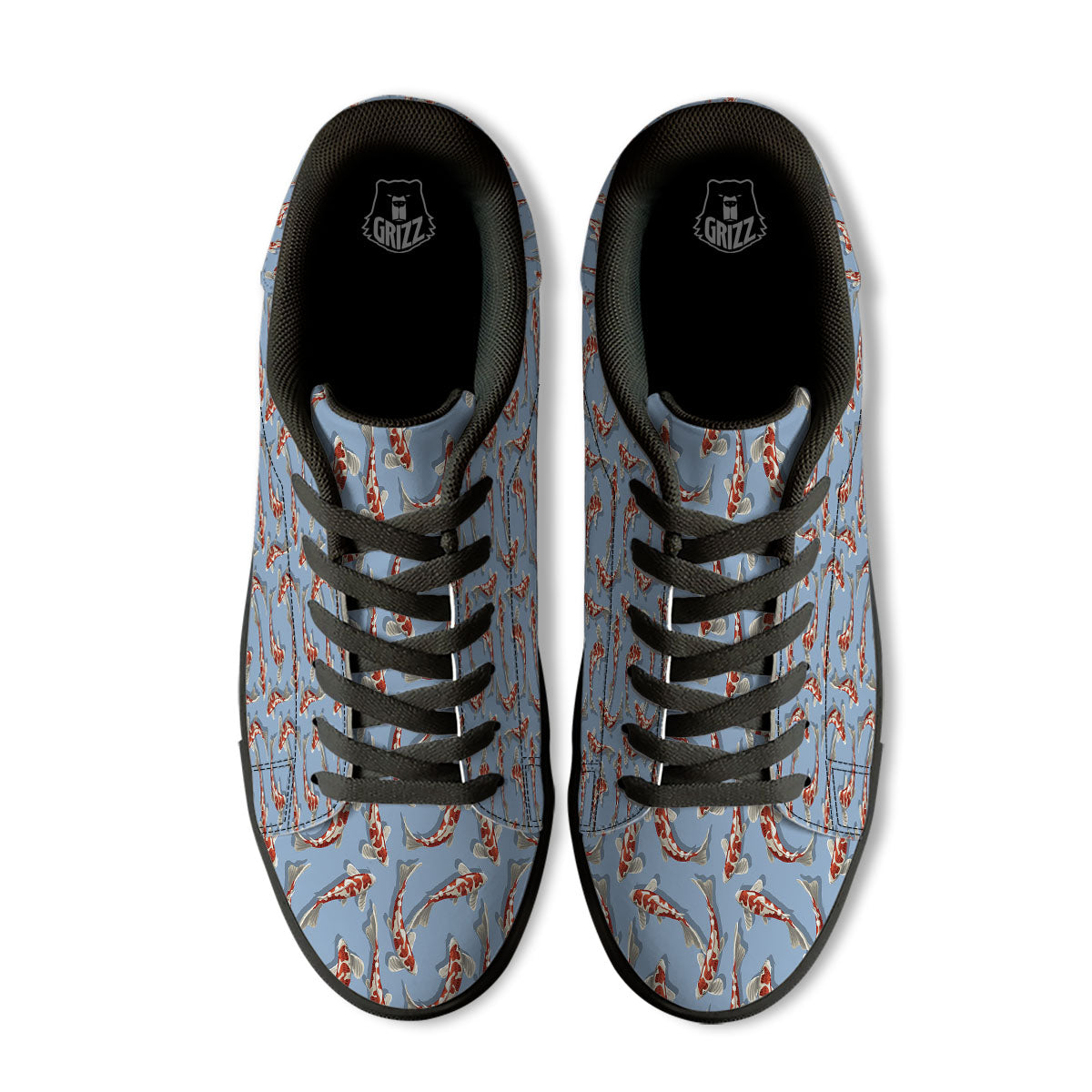 Carp Koi Print Pattern Black Low Top Sneakers-grizzshop