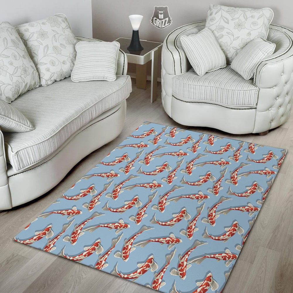 Carp Koi Print Pattern Floor Mat-grizzshop