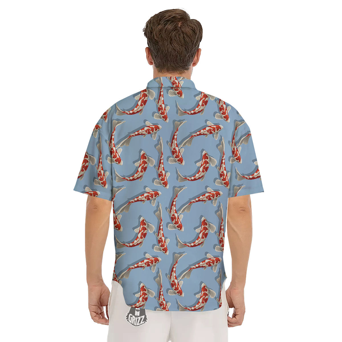 Carp Koi Print Pattern Men's Short Sleeve Shirts-grizzshop