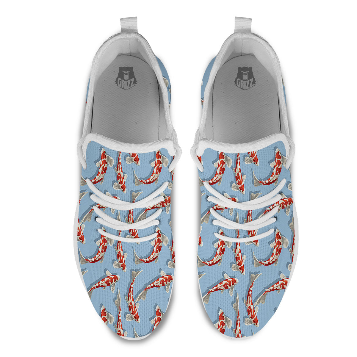 Carp Koi Print Pattern White Athletic Shoes-grizzshop