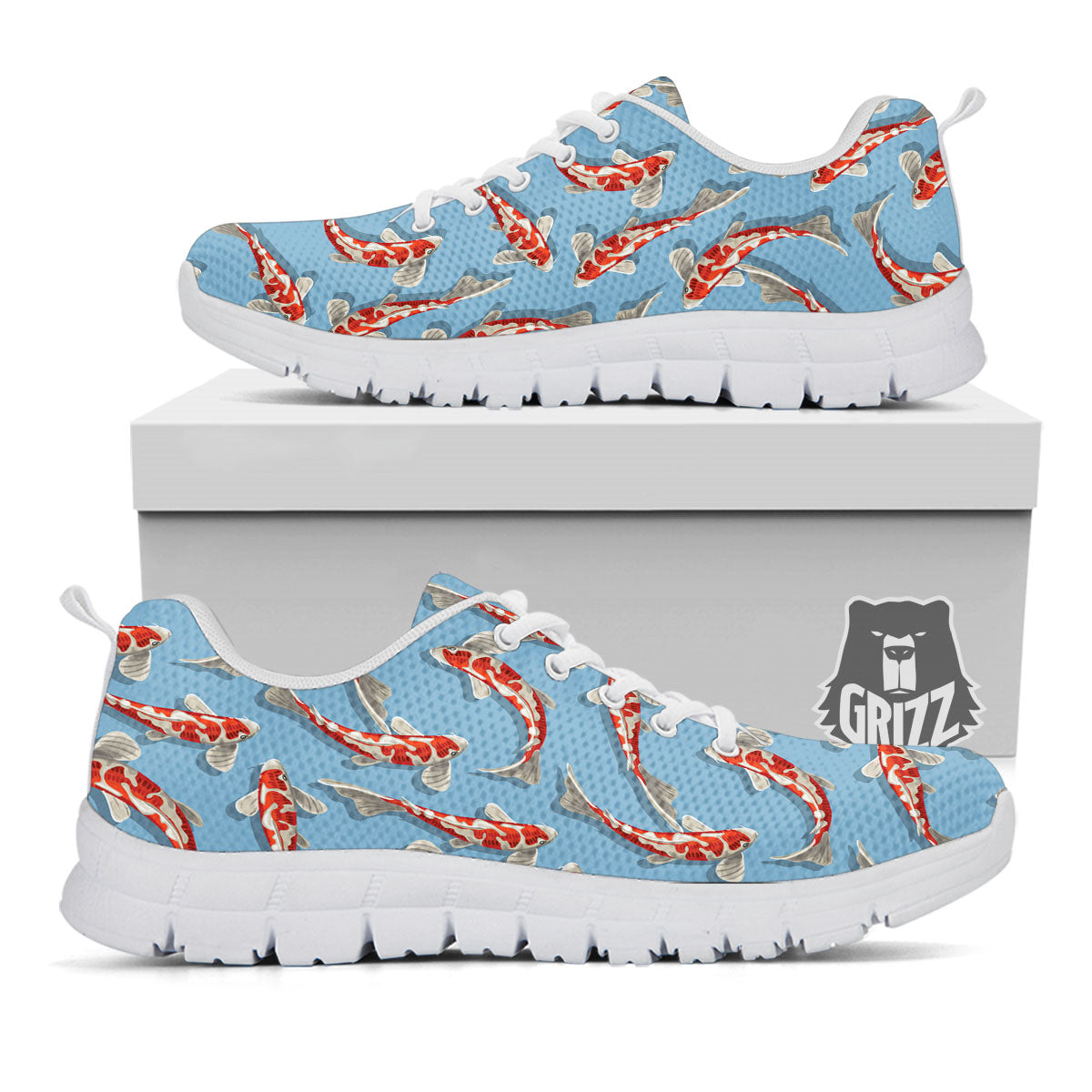 Carp Koi Print Pattern White Sneaker-grizzshop