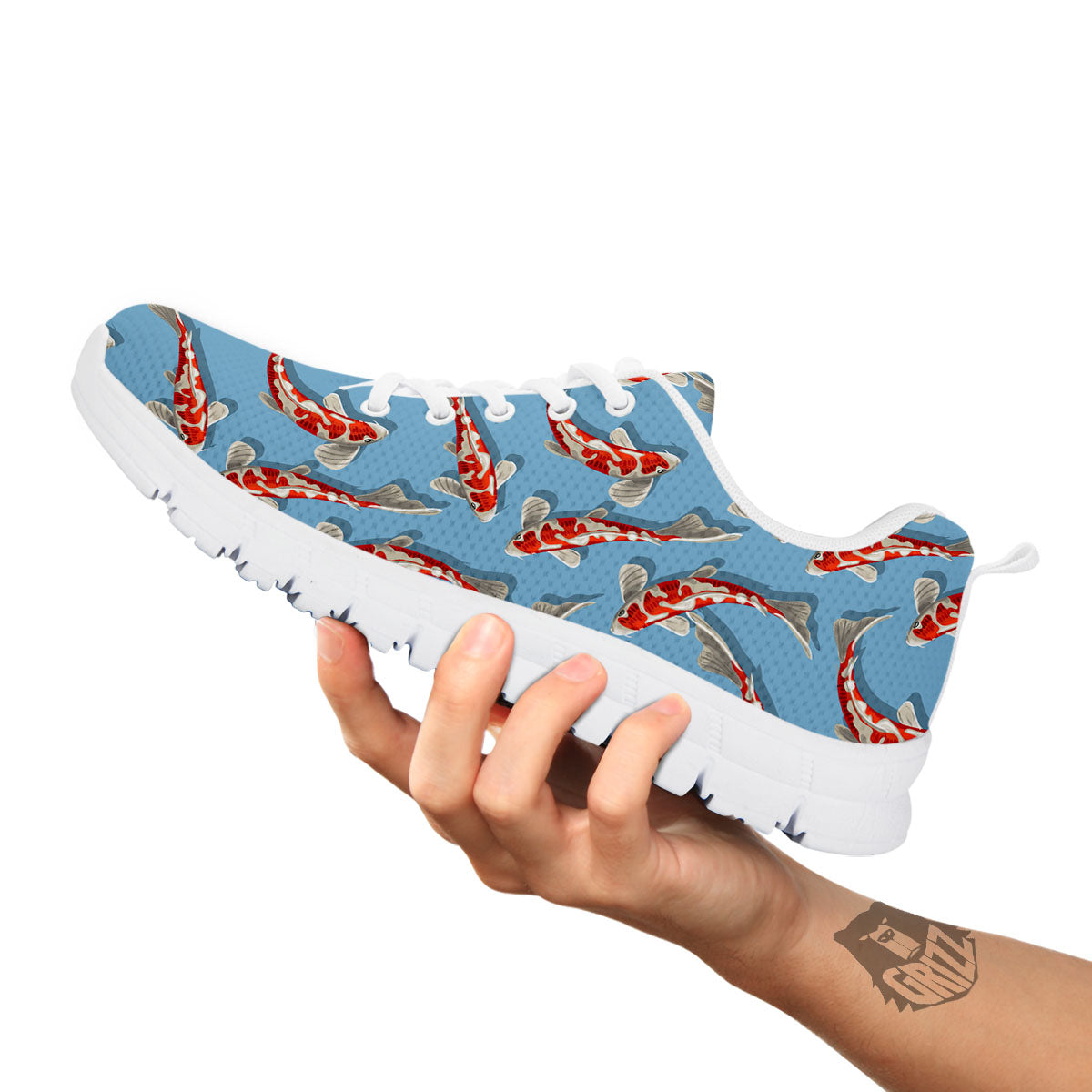 Carp Koi Print Pattern White Sneaker-grizzshop