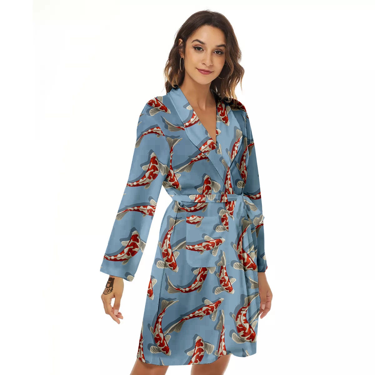 Carp Koi Print Pattern Women's Robe-grizzshop