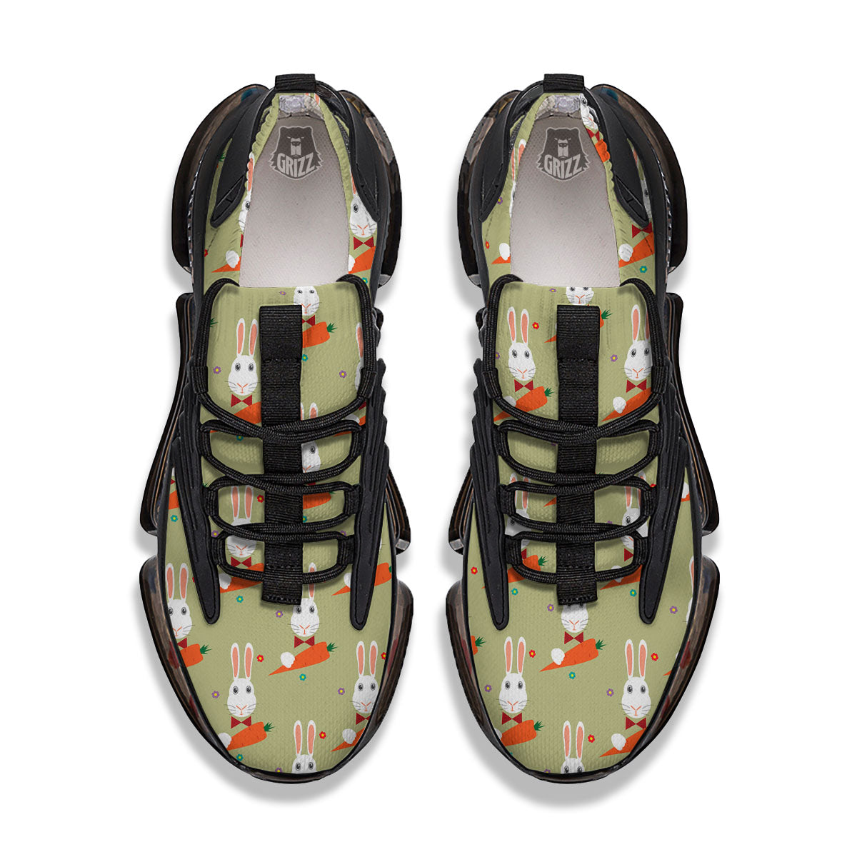 Carrot And Rabbit Print Pattern Black Gym Shoes-grizzshop