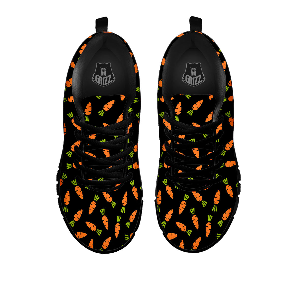 Carrot Black Print Pattern Black Sneaker-grizzshop