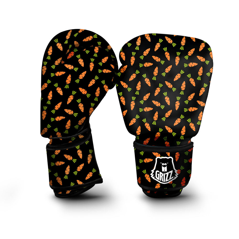 Carrot Black Print Pattern Boxing Gloves-grizzshop