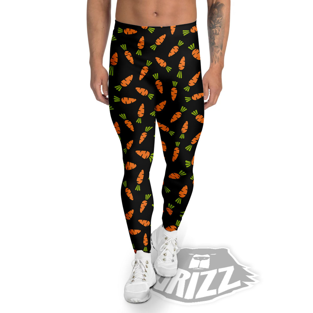 Carrot Black Print Pattern Men's Leggings-grizzshop