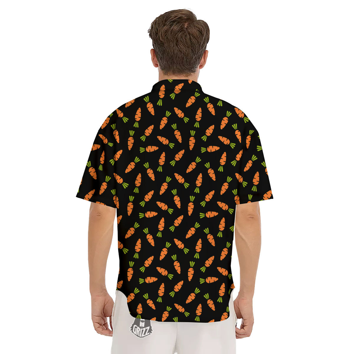 Carrot Black Print Pattern Men's Short Sleeve Shirts-grizzshop