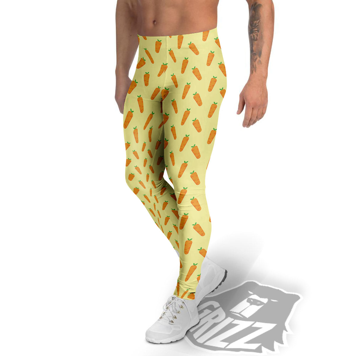 Carrot Cartoon Print Pattern Men's Leggings-grizzshop