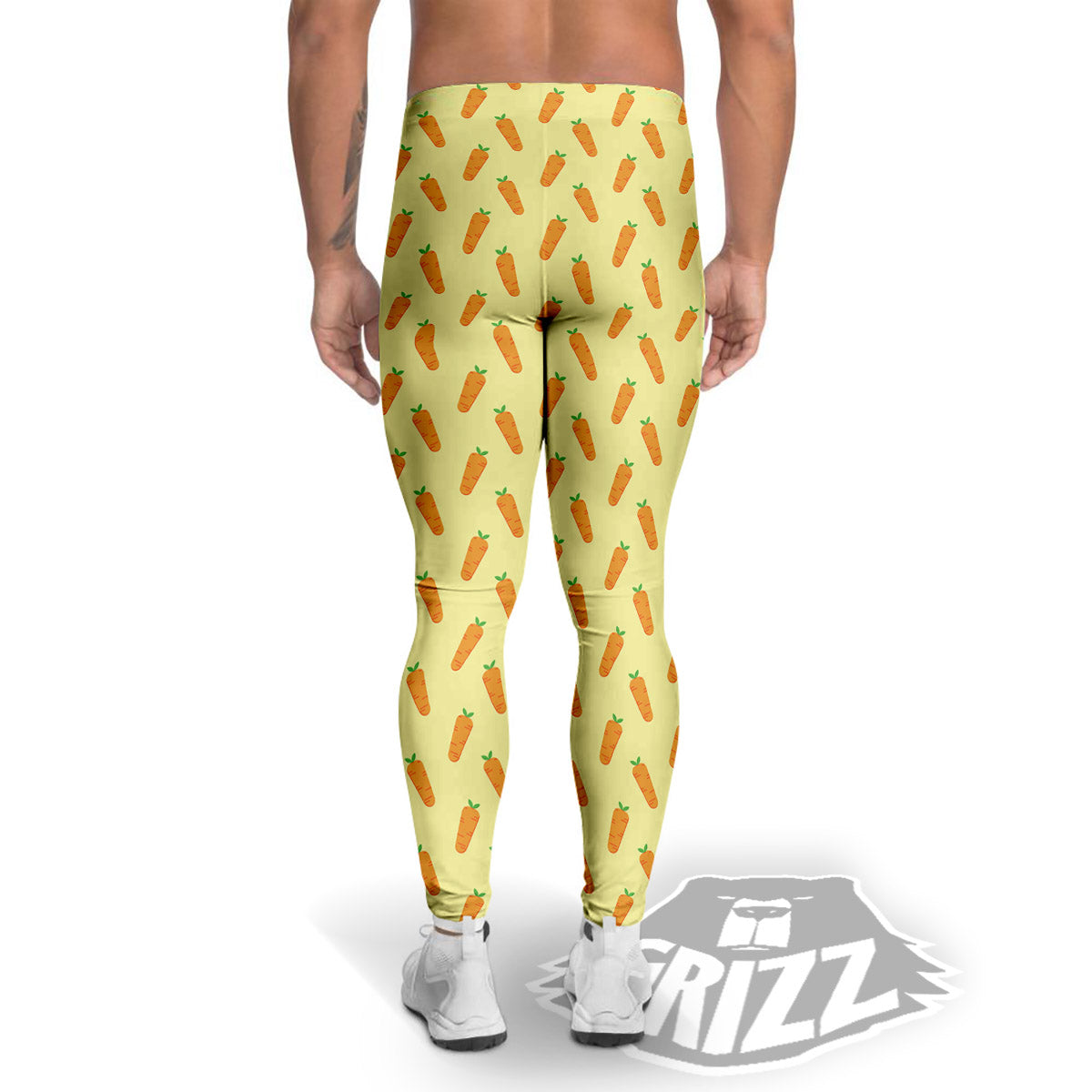 Carrot Cartoon Print Pattern Men's Leggings-grizzshop