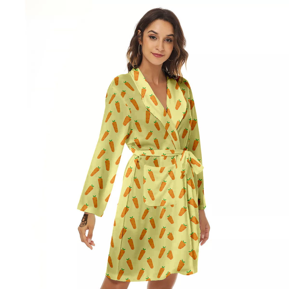 Carrot Cartoon Print Pattern Women's Robe-grizzshop