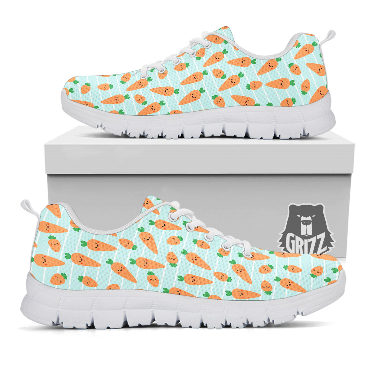 Carrot Cute Print Pattern White Sneaker-grizzshop