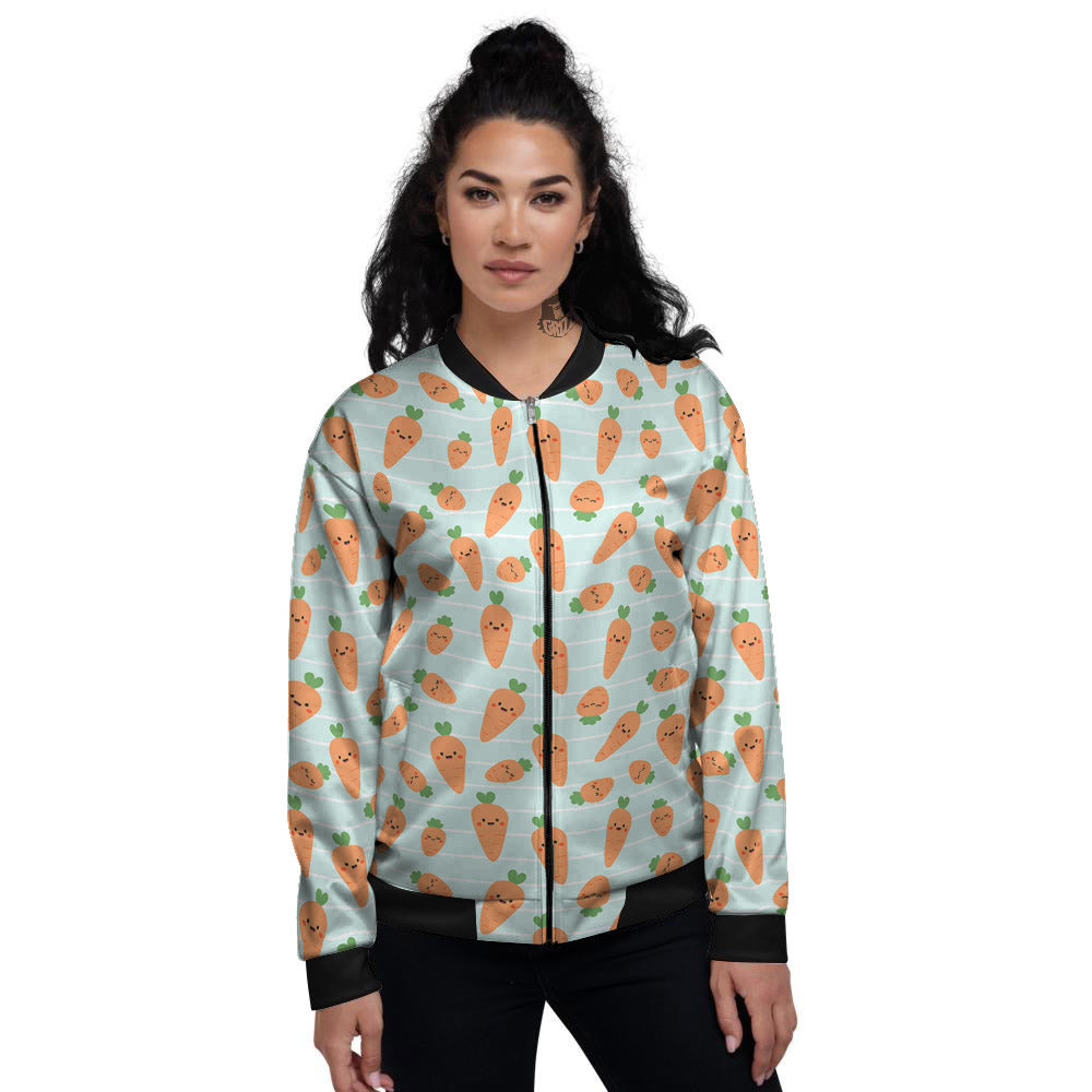 Carrot Cute Print Pattern Women's Bomber Jacket-grizzshop