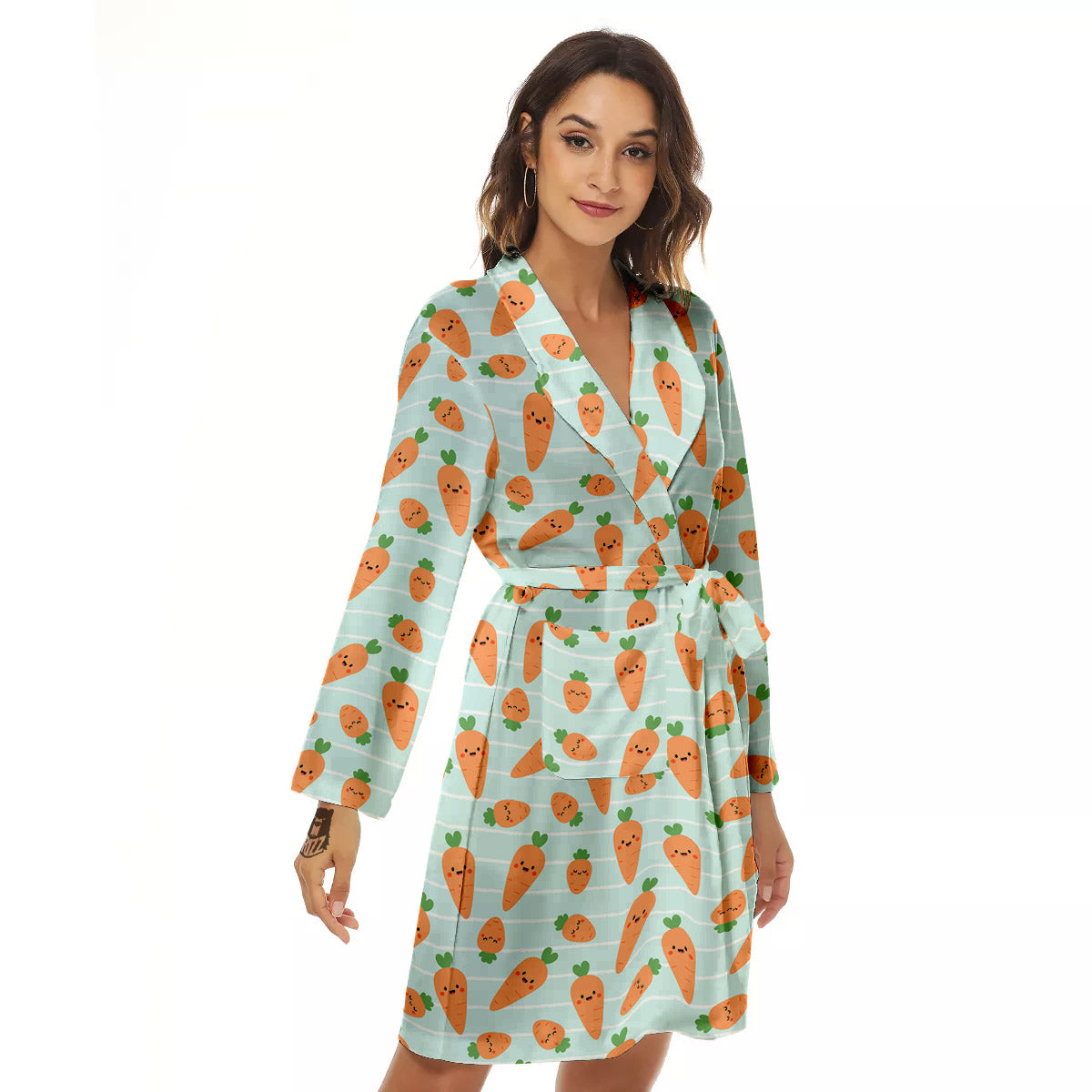 Carrot Cute Print Pattern Women's Robe-grizzshop