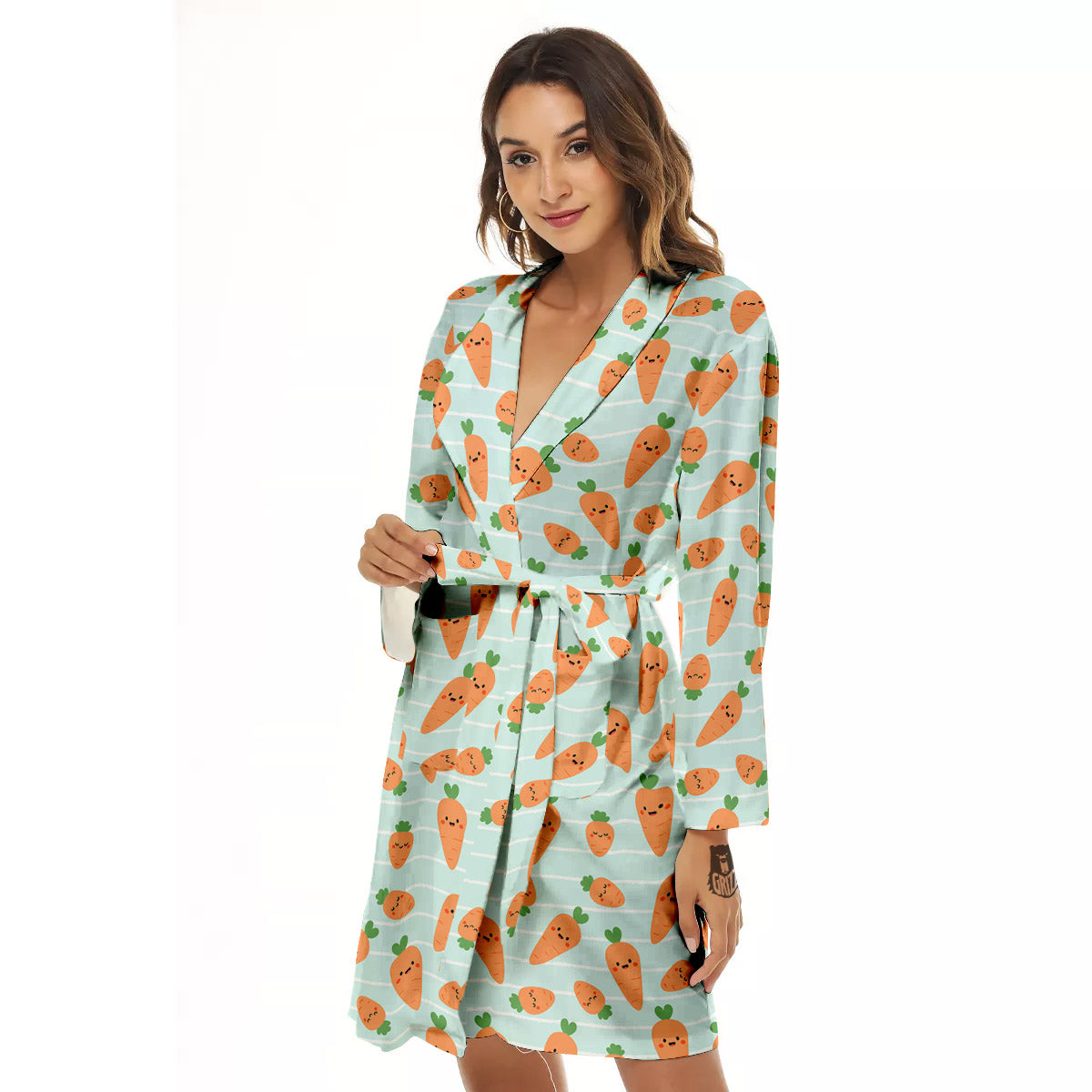 Carrot Cute Print Pattern Women's Robe-grizzshop