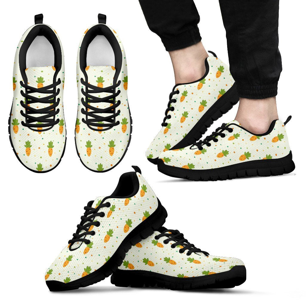 Carrot Dot Pattern Print Black Sneaker Shoes For Men Women-grizzshop