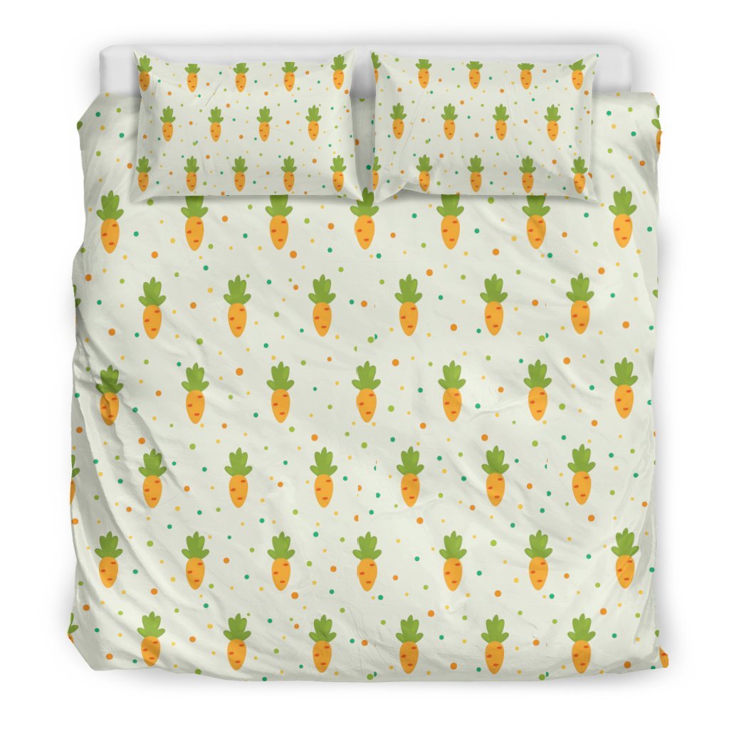 Carrot Dot Pattern Print Duvet Cover Bedding Set-grizzshop