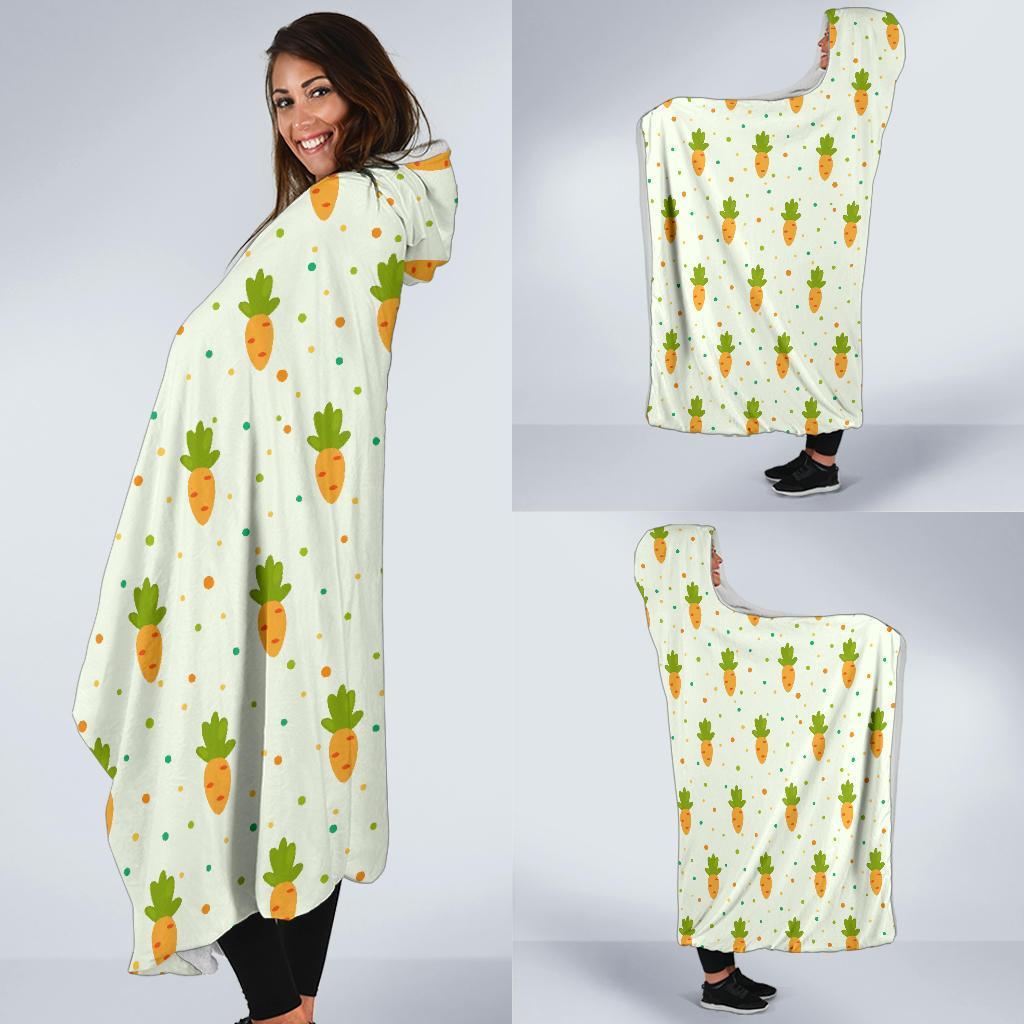Carrot Dot Pattern Print Hooded Blanket-grizzshop