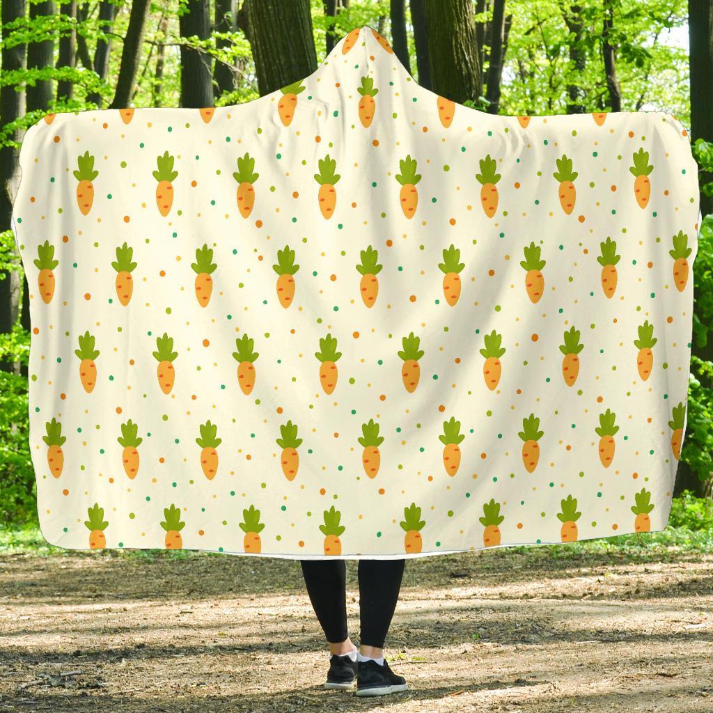 Carrot Dot Pattern Print Hooded Blanket-grizzshop