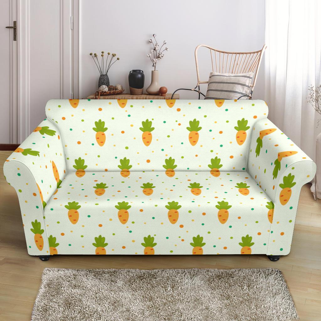 Carrot Dot Pattern Print Loveseat Cover-grizzshop