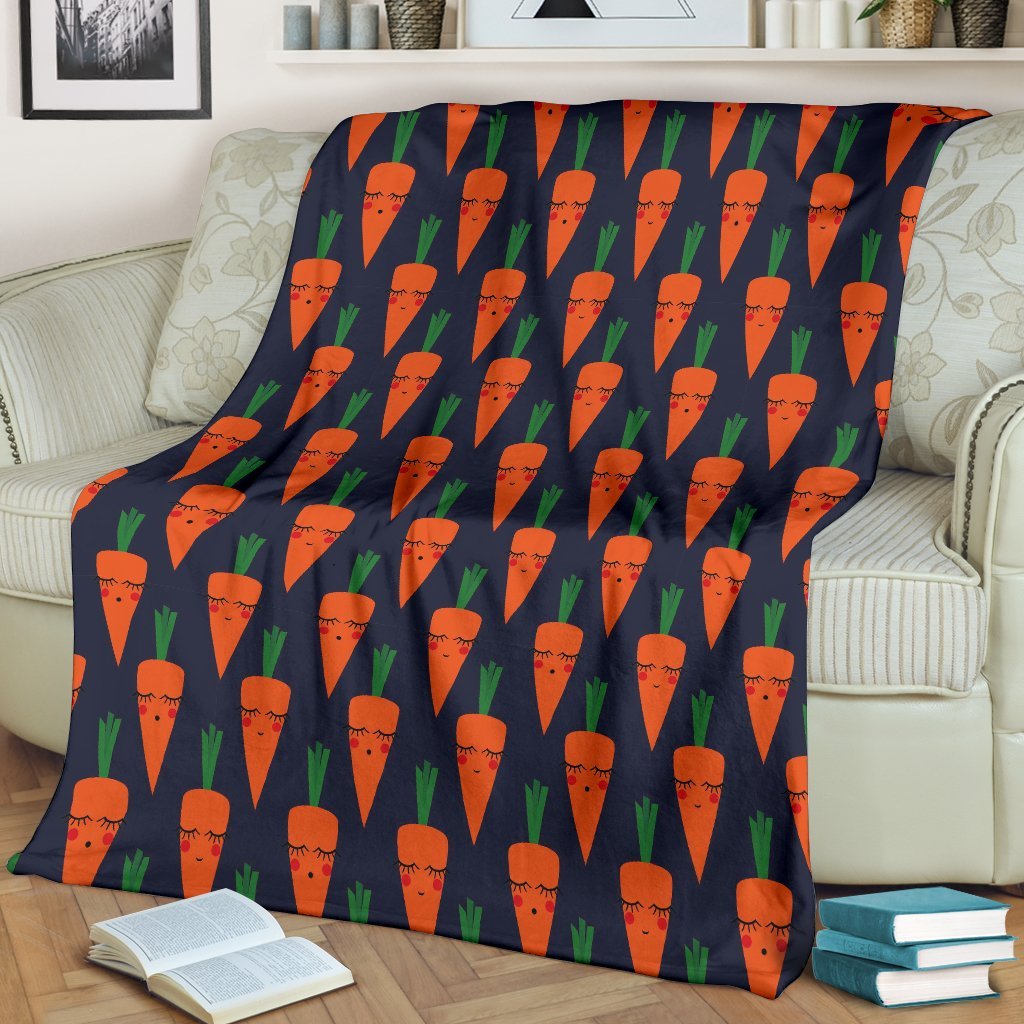 Carrot Face Pattern Print Blanket-grizzshop