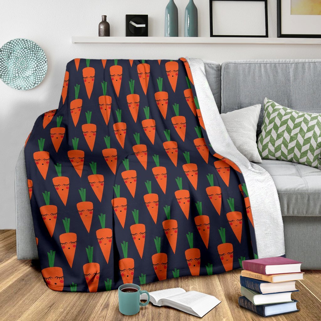 Carrot Face Pattern Print Blanket-grizzshop