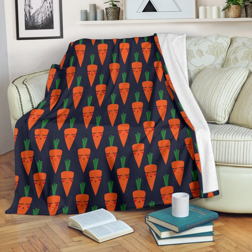 Carrot Face Pattern Print Blanket-grizzshop