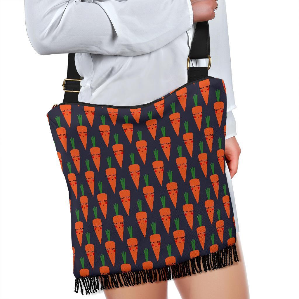 Carrot Face Pattern Print Crossbody Bags-grizzshop