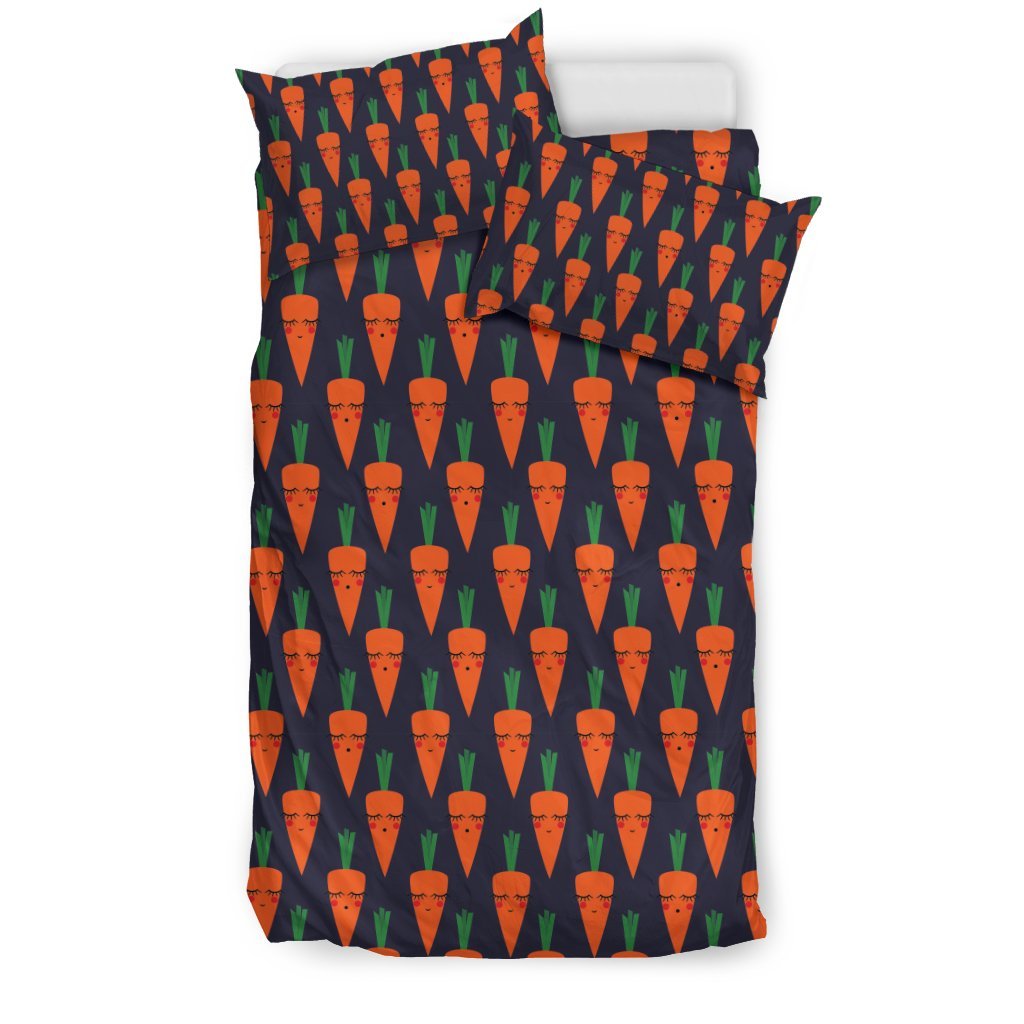 Carrot Face Pattern Print Duvet Cover Bedding Set-grizzshop