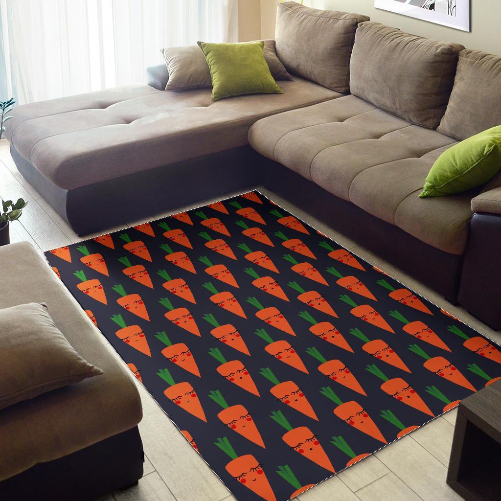 Carrot Face Pattern Print Floor Mat-grizzshop