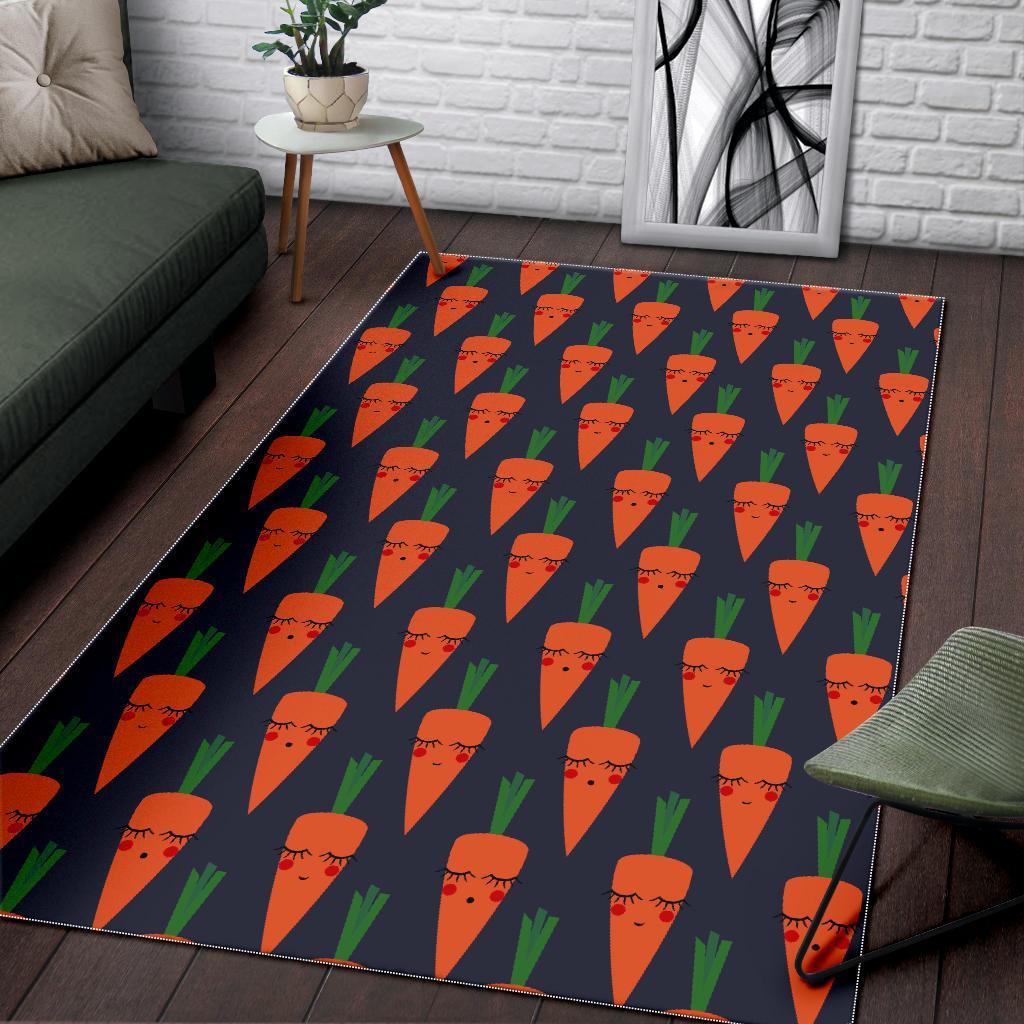 Carrot Face Pattern Print Floor Mat-grizzshop