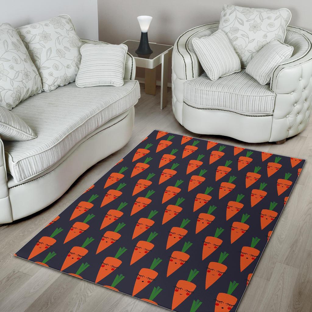 Carrot Face Pattern Print Floor Mat-grizzshop