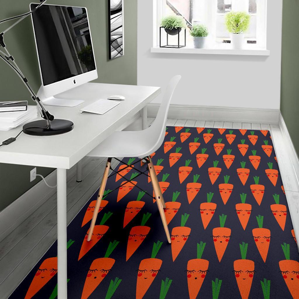 Carrot Face Pattern Print Floor Mat-grizzshop