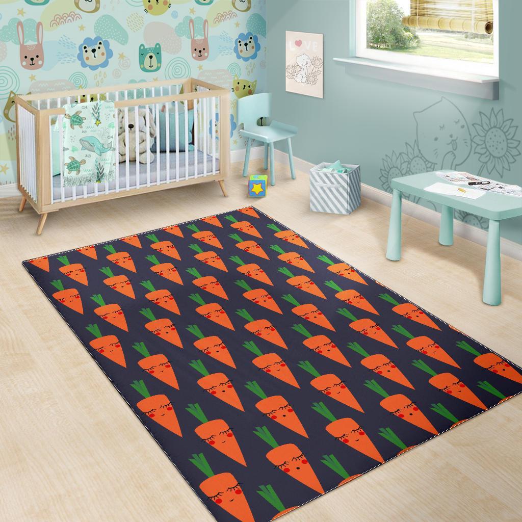 Carrot Face Pattern Print Floor Mat-grizzshop