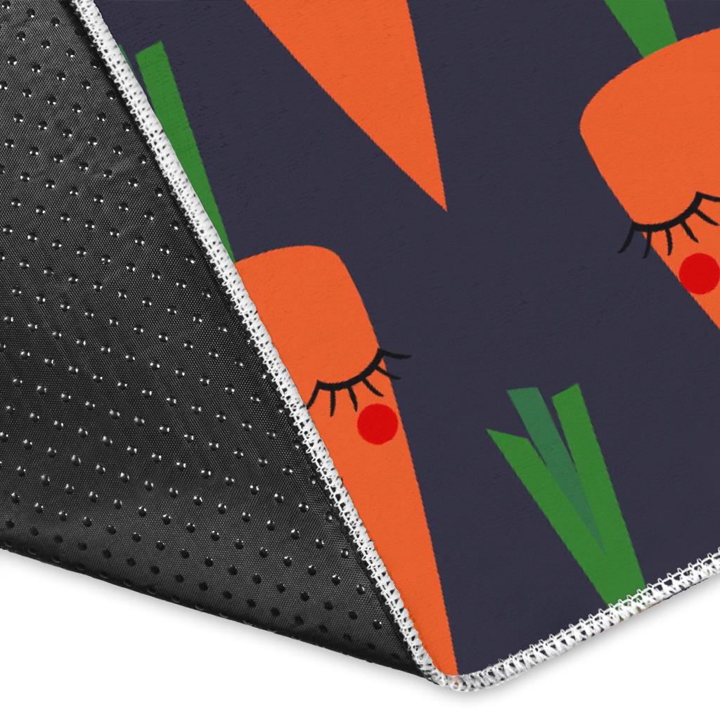 Carrot Face Pattern Print Floor Mat-grizzshop