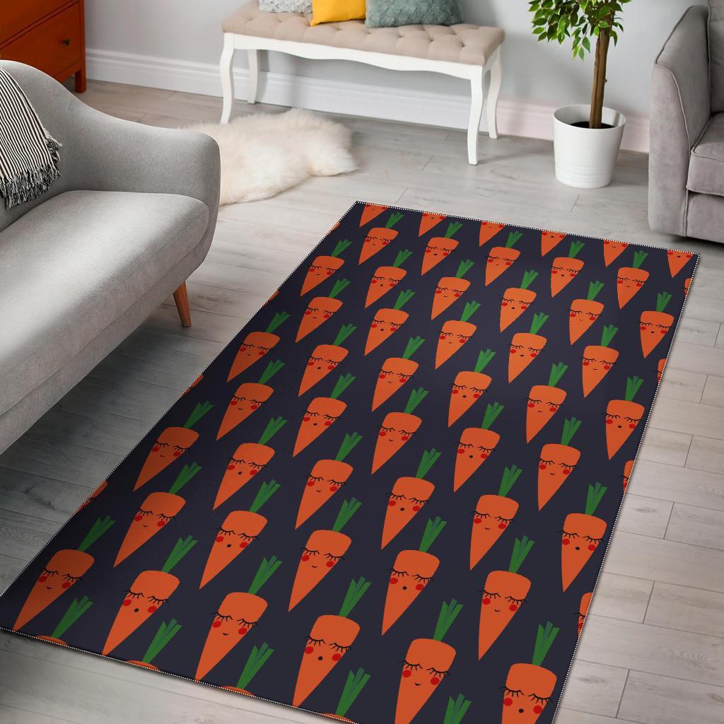 Carrot Face Pattern Print Floor Mat-grizzshop