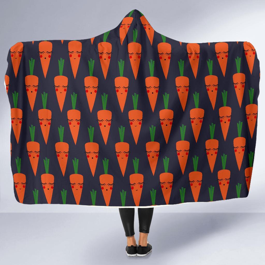 Carrot Face Pattern Print Hooded Blanket-grizzshop