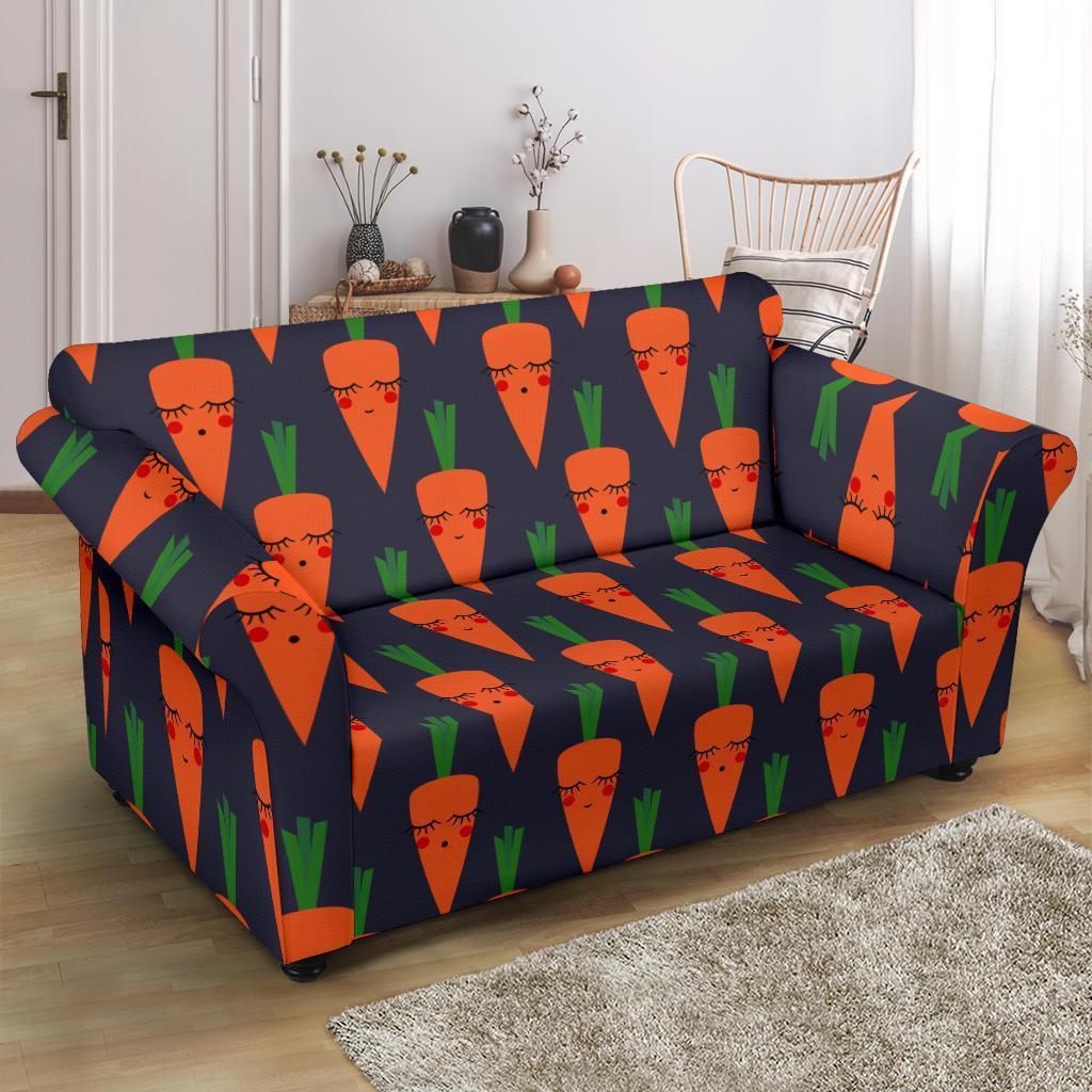 Carrot Face Pattern Print Loveseat Cover-grizzshop