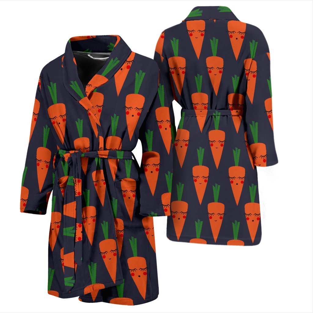 Carrot Face Pattern Print Men Long Robe-grizzshop