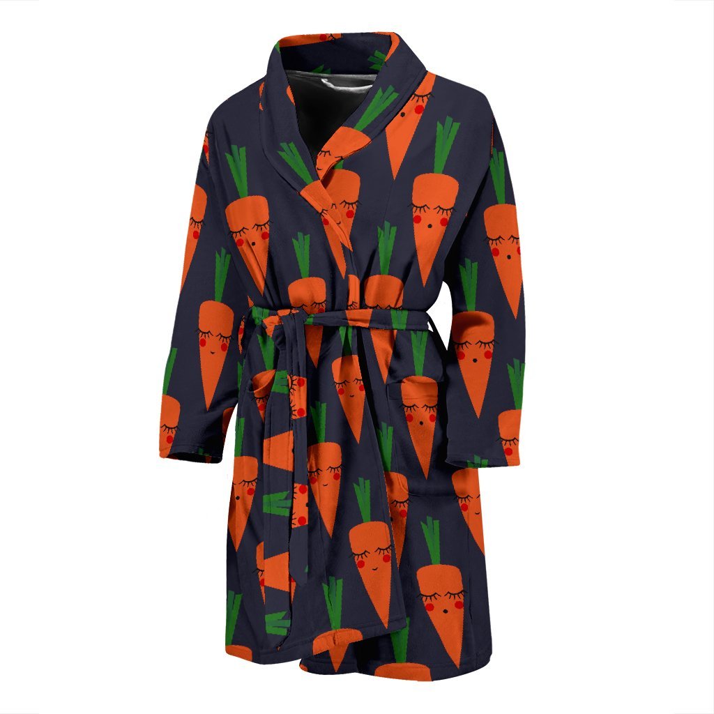 Carrot Face Pattern Print Men Long Robe-grizzshop