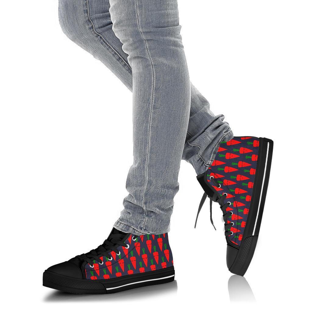 Carrot Face Pattern Print Men Women's High Top Shoes-grizzshop