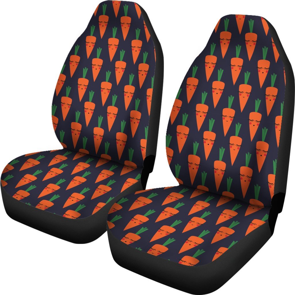 Carrot Face Pattern Print Universal Fit Car Seat Cover-grizzshop