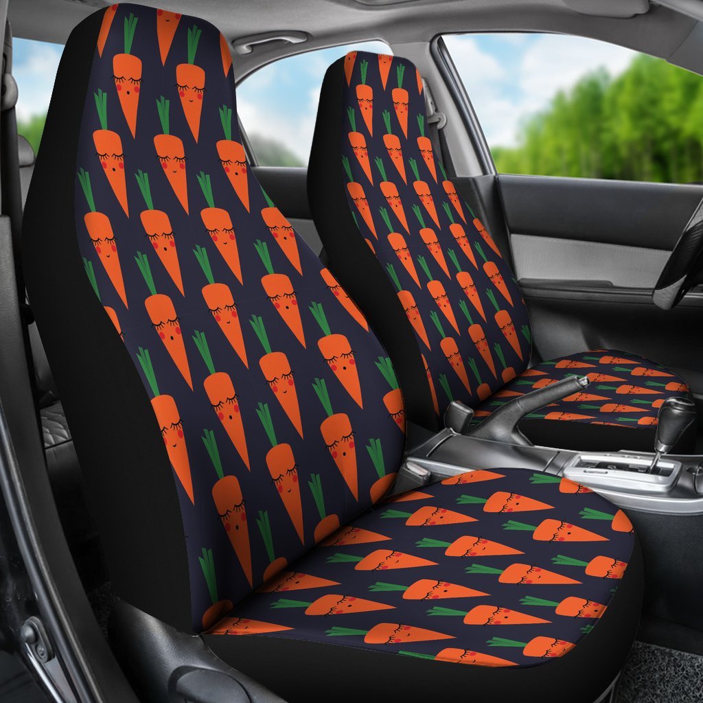 Carrot Face Pattern Print Universal Fit Car Seat Cover-grizzshop